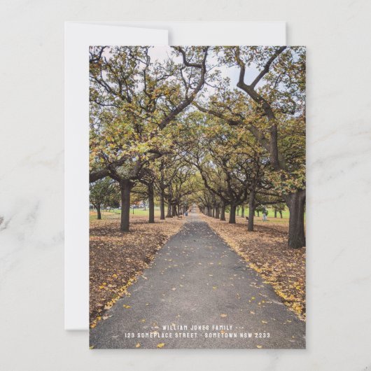 Herfst Bomen Pathway Memorial Dank u kaart (Achterkant)