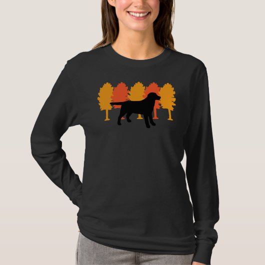 Herfst Bomen Zwart Labrador Silhouet T-shirt (Voorkant)