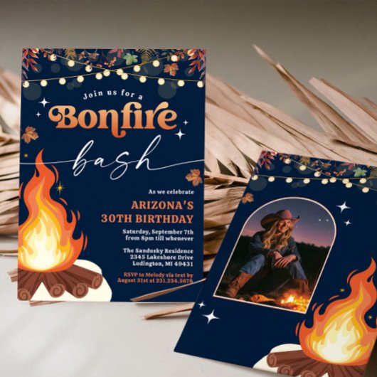 Herfst Bonfire Invitation, Bonfire Bash Kaart