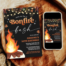 Herfst Bonfire Invitation, Bonfire Bash