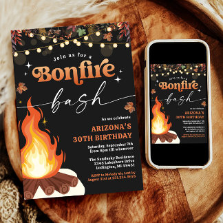 Herfst Bonfire Invitation, Bonfire Bash Kaart