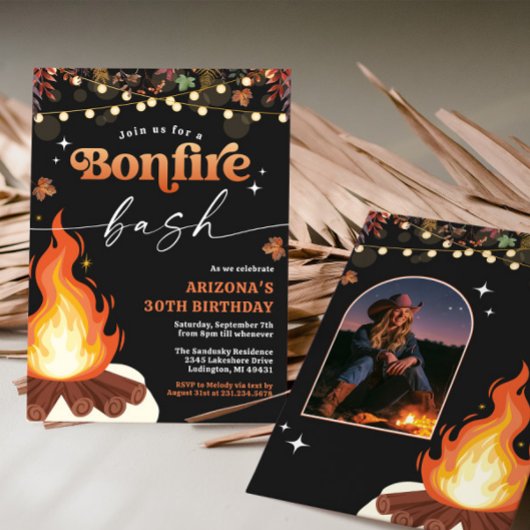Herfst Bonfire Invitation, Bonfire Bash Kaart