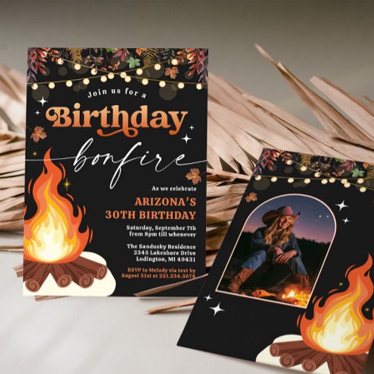 Herfst Bonfire Verjaardag, Bonfire Bash Kaart