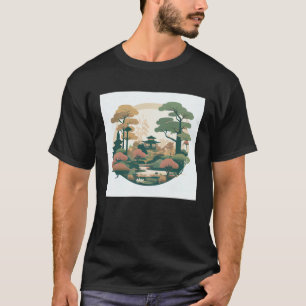 Herfst Bonsai Bomen Tuin Heiligdom Vijver Japanse T-shirt