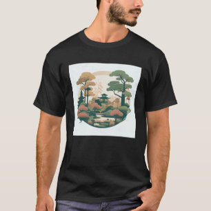 Herfst Bonsai Bomen Tuin Shrine Vijver Japanse Sti T-shirt