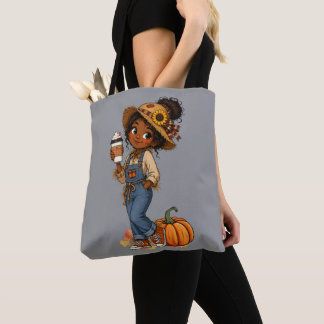 Herfst boodschappentas met schattig meisje vogelve tote bag