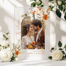 Herfst Boog Modern Foto Bruiloft Welkom Acryl Bord