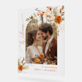 Herfst Boog Modern Foto Bruiloft Welkom Acryl Bord (Hoek)