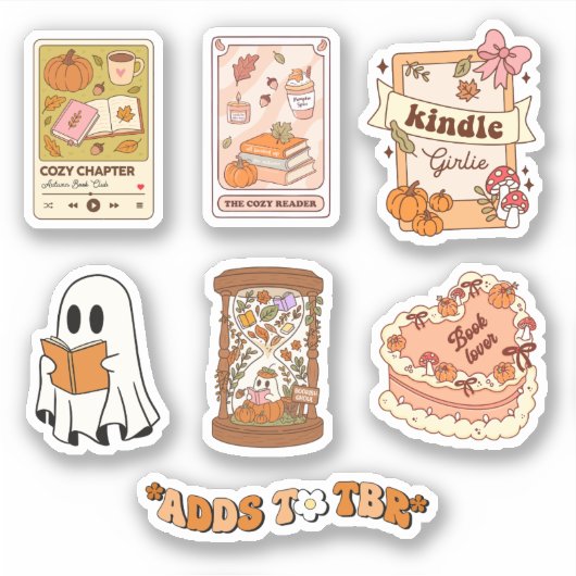 Herfst Bookish Ghost Reading Set Sheet Sticker (Voorkant)