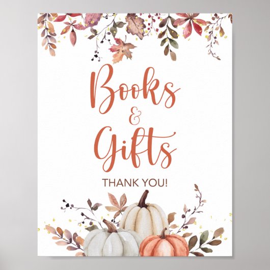 Herfst Books & Gifts Pumpkin Shower Sign Poster (Voorkant)