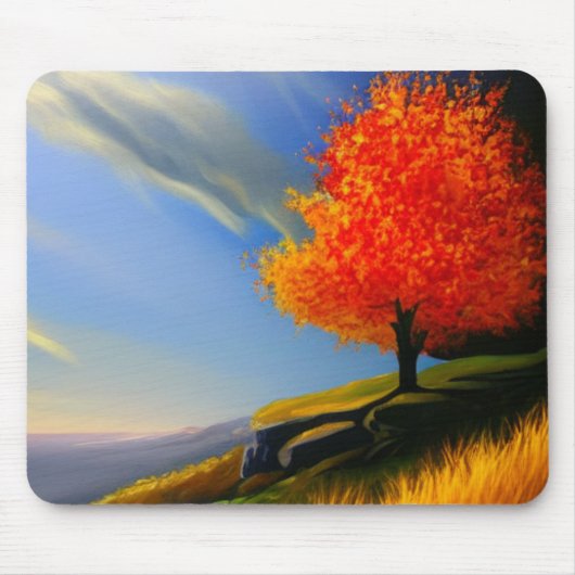 Herfst Boom bij Ocean Mousepad Muismat (Voorkant)