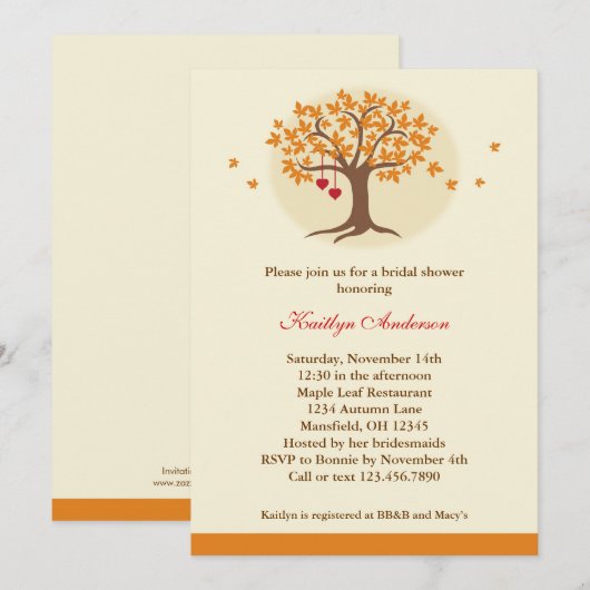 Herfst Boom Bridal Shower-uitnodiging Kaart (Voorkant / Achterkant)