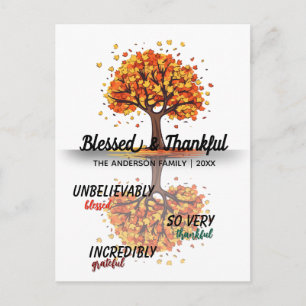Herfst Boom Gelukkig Thanksgiving Gezegend Briefkaart