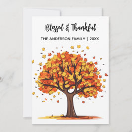 Herfst Boom Gelukkig Thanksgiving Gezegend Feestdagenkaart