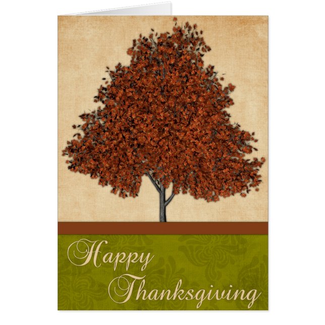 Herfst Boom: Happy Thanksgiving Wenskaart (Voorkant)
