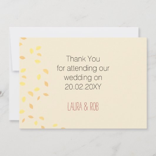 herfst boom, herfst bruiloft Hartelijk dank Kaart (Achterkant)