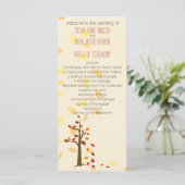herfst boom, herfst bruin bladeren bruiloft progra programmakaart (Staand voorkant)