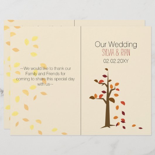 Herfst boom, herfst-tweeledig weddenschapsprogramm (Voorkant / Achterkant)