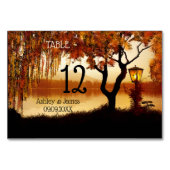 Herfst Boom Meer Uitzicht Trouwtafel Nummerkaart Kaart (Achterkant)