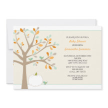 Herfst boom met witte pompoen Baby shower Invitae