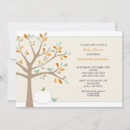 Herfst boom met witte pompoen Baby shower Invitae Kaart