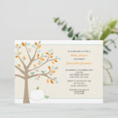 Herfst boom met witte pompoen Baby shower Invitae Kaart (Staand voorkant)
