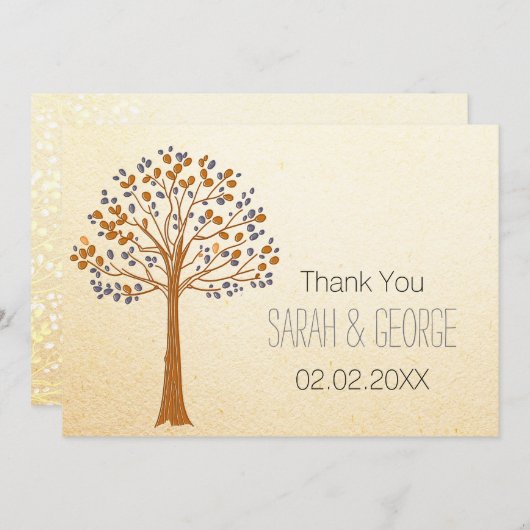 herfst boom, Rustic Fall Wedding Bedankt kaarten (Voorkant / Achterkant)