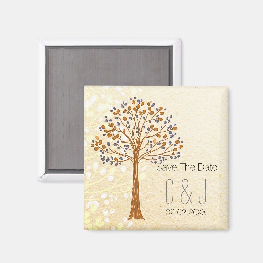 herfst boom, Rustic Wedding redt datummagneten Magneet (Voorkant / Achterkant)