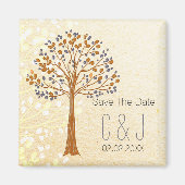 herfst boom, Rustic Wedding redt datummagneten Magneet (Voorkant)