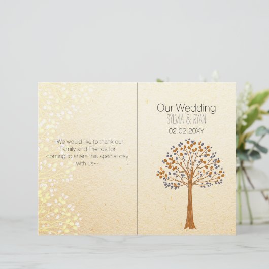 Herfst boom, Rustic Wedding twevoudig Wedding-prog (Staand voorkant)