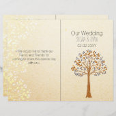 Herfst boom, Rustic Wedding twevoudig Wedding-prog (Voorkant / Achterkant)