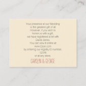 Herfst boom, valtrouwcadeauregister informatiekaartje (Achterkant)