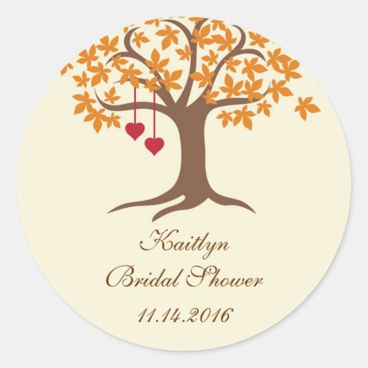 Herfst Boom veer zegelteken Ronde Sticker (Voorkant)
