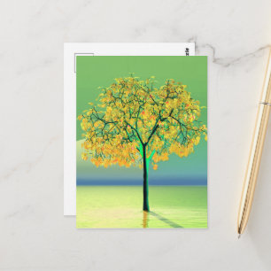 Herfst boom zonsondergang ansichtkaart briefkaart