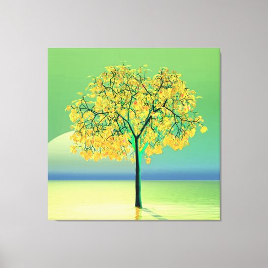Herfst boom zonsondergang uitgerekte canvas print (Voorkant)