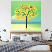 Herfst boom zonsondergang uitgerekte canvas print (Insitu (Slaapkamer))