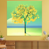 Herfst boom zonsondergang uitgerekte canvas print (Insitu (Woonkamer))