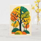 Herfst Boomsymfonie Kaart (Gele Bloem)