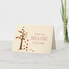 Herfst, boomvalbruiloft Dank U Bedankkaart