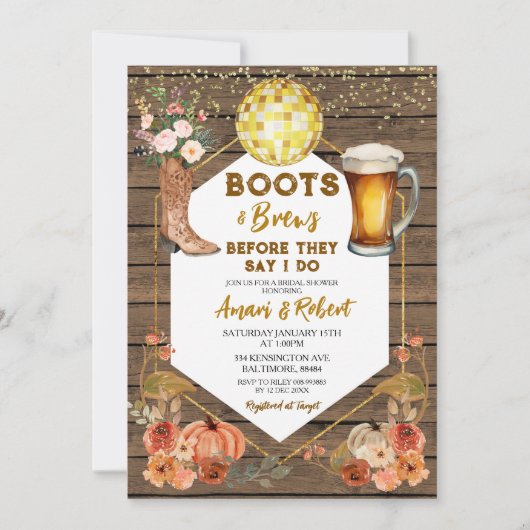 Herfst Boots & Brews Western Beer Vrijgezellenfees Kaart (Voorkant)