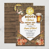 Herfst Boots & Brews Western Beer Vrijgezellenfees Kaart (Voorkant / Achterkant)