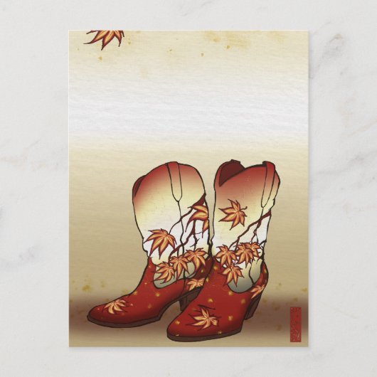Herfst Boots met Maple Leaf Motif Briefkaart (Voorkant)