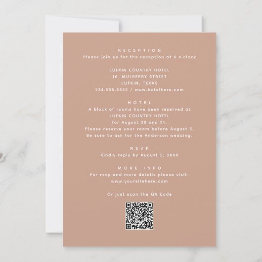 Herfst bord roze bloemenbruiloft QR-code details Kaart (Achterkant)