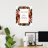 Herfst Bordeau Bloem Bruids Bruiloft Welkomstbord Poster (Thuiskantoor)