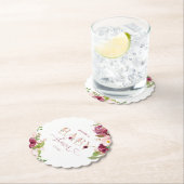 Herfst bordeaux bloemengoud folie baby shower kartonnen onderzetters (Insitu)