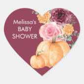 Herfst bordeaux blozen roze bloemencake topper hart sticker (Voorkant)