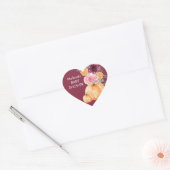 Herfst bordeaux blozen roze bloemencake topper hart sticker (Envelop)