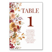 Herfst bordeaux bruin beige bloemenbruiloft kaart (Achterkant)