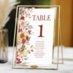 Herfst bordeaux bruin beige bloemenbruiloft kaart<br><div class="desc">Dit is een Herfst Bourgondië Bruin Beige Bloemen Bloem Tafel Nummer w / Namen!</div>