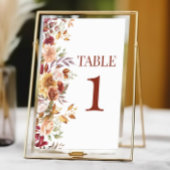 Herfst bordeaux bruin beige bloemenbruiloft kaart